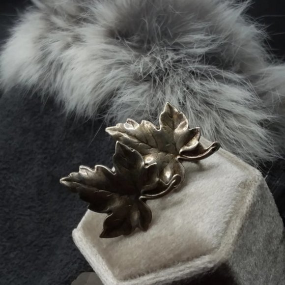 ANTIQUE Scottish Earrings | Collector's | Leaf - Screw Back | Sterling Silver - Picture 3 of 5